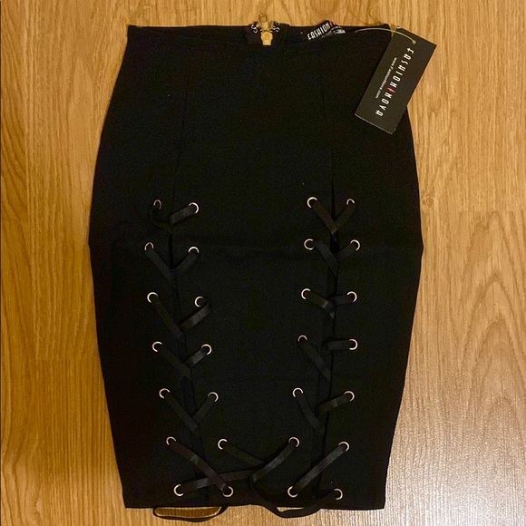 Fashion Nova Black Lace-Up Pencil Skirt - Picture 1 of 4